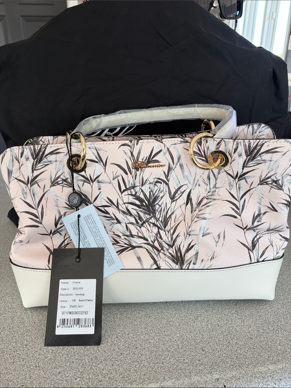Blumarine Pink Floral Tote with Cream Base